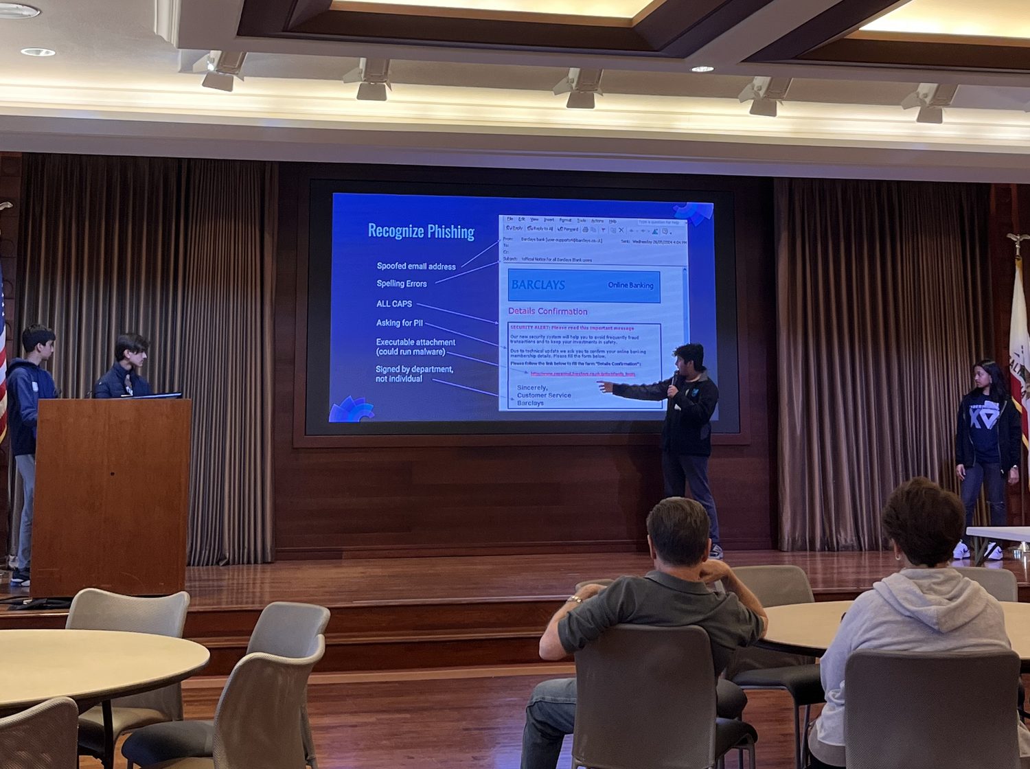A CyberCEO member presenting phishing red flags at Casa de las Campanas